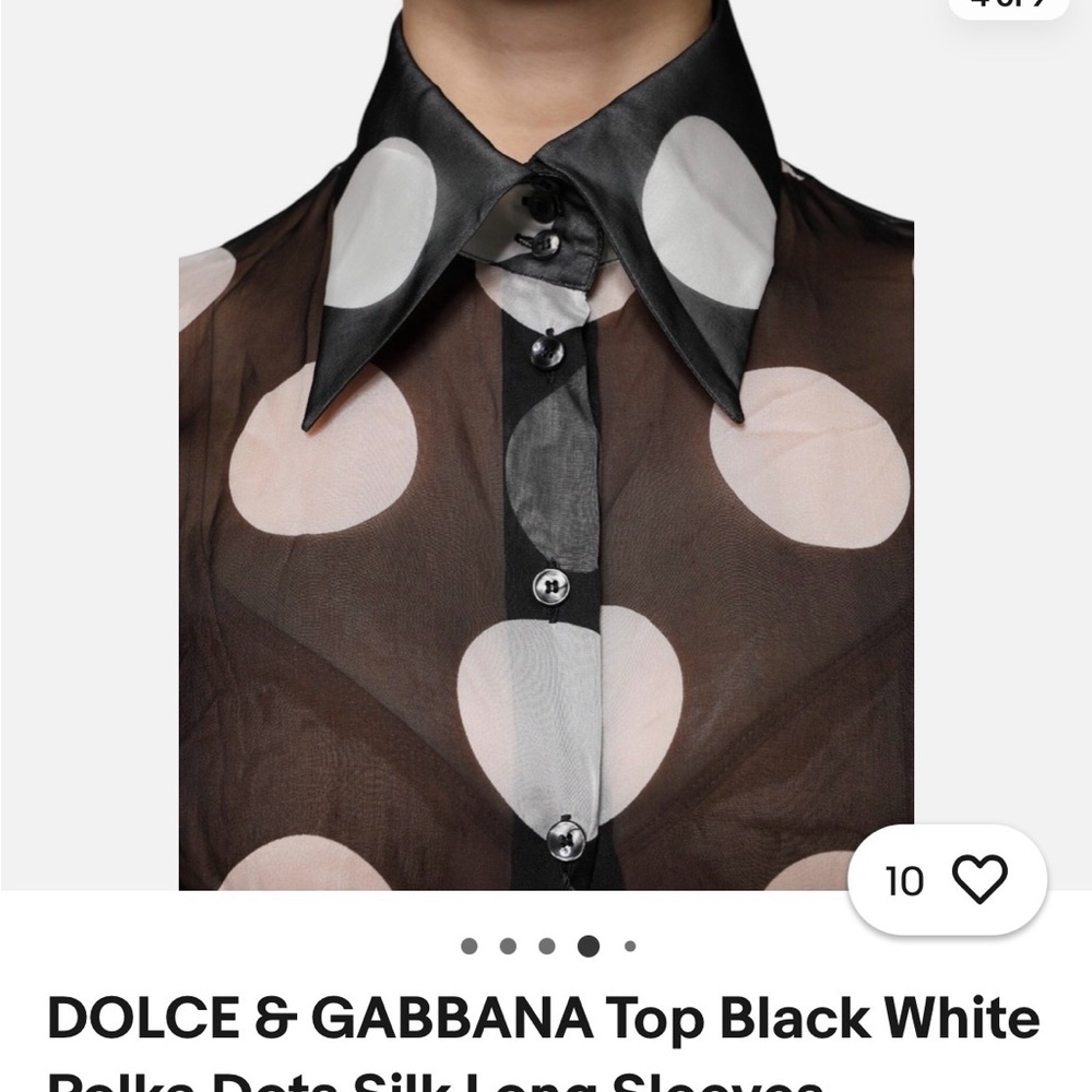 Dolce&Gabbana Silk Black and White Polka Dot Sheer Blouse size 40 never worn - Picture 10 of 10